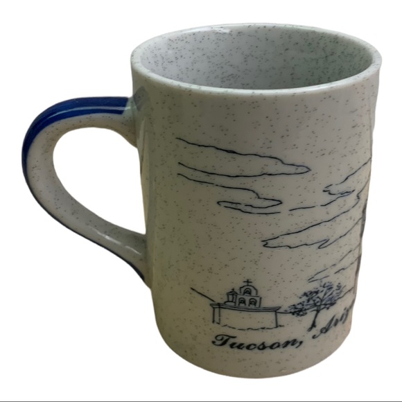 Tucson Arizona Etched Blue Gray Speckled Sketched Coffee Cup Tea Mug Collectible - Picture 5 of 9